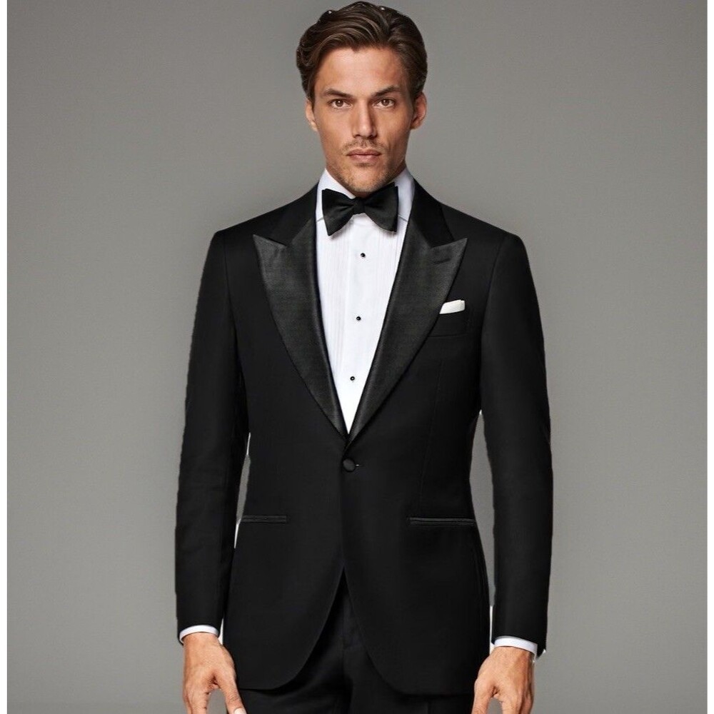 Suitsupply Lazio Tuxedo Jacket Black Wool Artison Paisley Lining Size 40R MTM